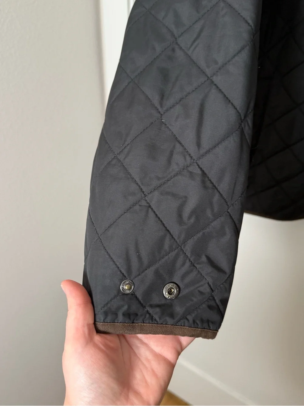 Peter Millar Quilted Jacket Coat Mens Sz XL Black Brown Fleece Lined Full Zip
